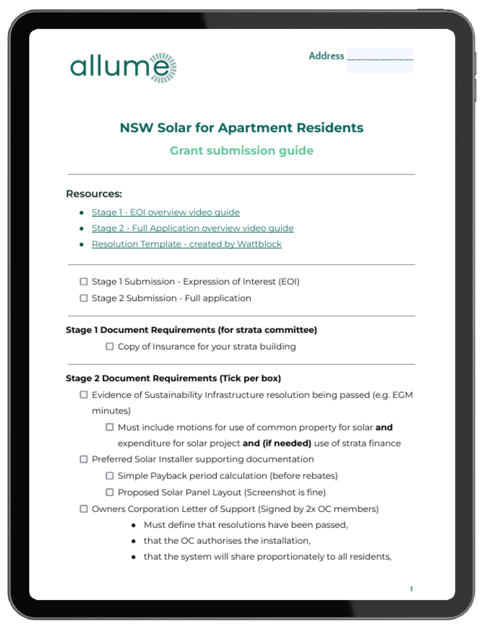 NSWSoARresidentchecklistmockup