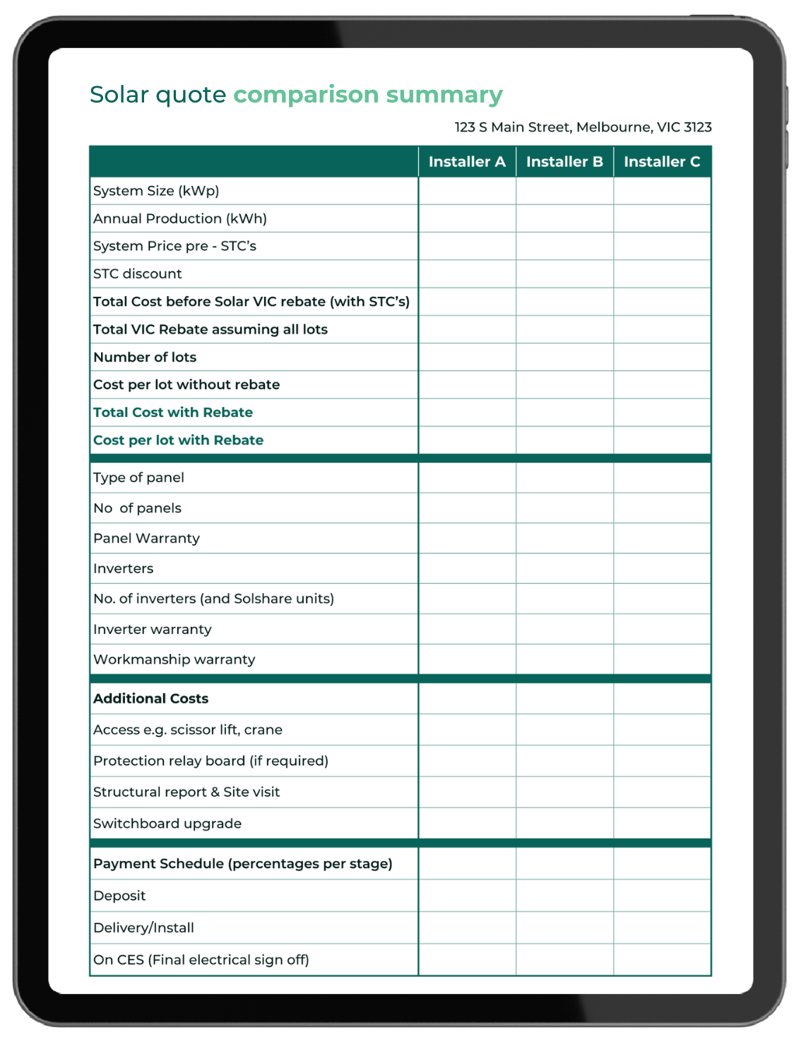 Solar Quotes Summary Mockup