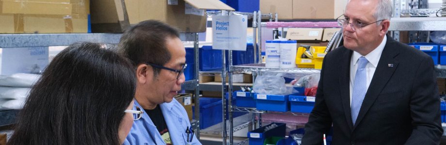 Prime Minister Scott Morrison visits Solshare manufacturing line